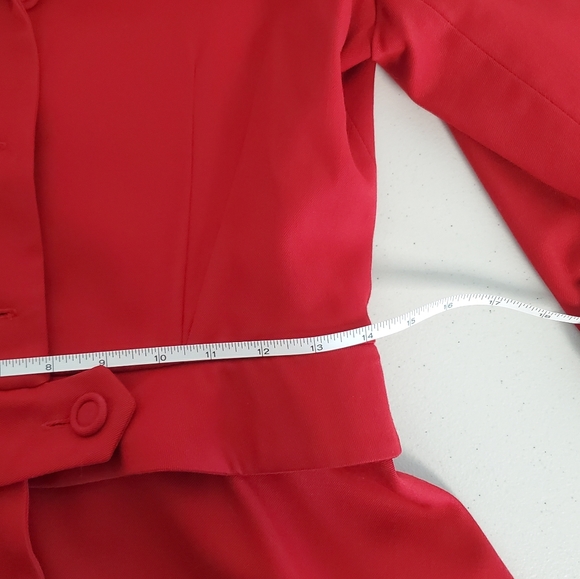 Tracy Feith Like New Red Blazer Suit Jacket Satin Lined w/Removable Peplum Sz 4 - Picture 12 of 16
